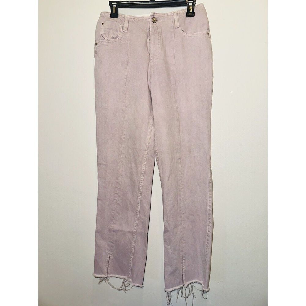 Zara Flare Jeans Light Purple Lavender Front High Rise Slit Women's Size 4